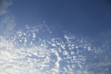 Blue sky with many white clouds and beautiful stardust clouds.