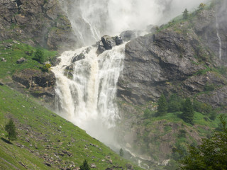 Valbondione, Bergamo, Italy. The Serio falls. The tallest waterfall in Italy.
