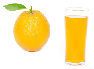 orange juice with oranges isolated on white 
