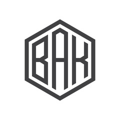 three-letter initials hexagon logo black