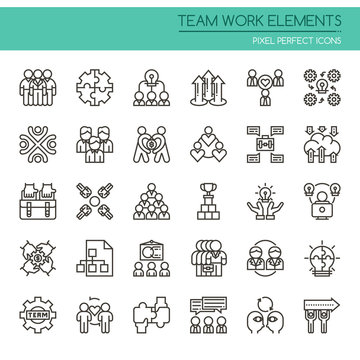 Teamwork Elements , Thin Line and Pixel Perfect Icons.
