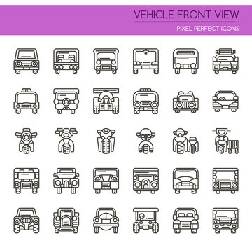 Vehicle Front View , Thin Line and Pixel Perfect Icons.