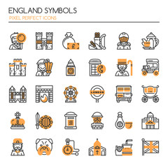 England Symbols , Thin Line and Pixel Perfect Icons.
