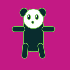 Panda on purple background for kid greeting card and t-shirt background