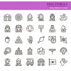 India Symbols , Thin Line and Pixel Perfect Icons.