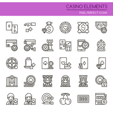 Casino Elements , Thin Line and Pixel Perfect Icons.