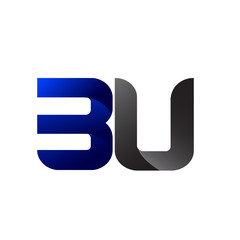 Modern Simple Initial Logo Vector Blue Grey BU