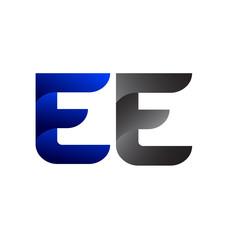 Modern Simple Initial Logo Vector Blue Grey EE