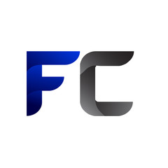 Modern Simple Initial Logo Vector Blue Grey FC