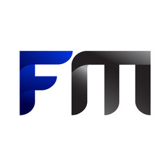 Modern Simple Initial Logo Vector Blue Grey FM