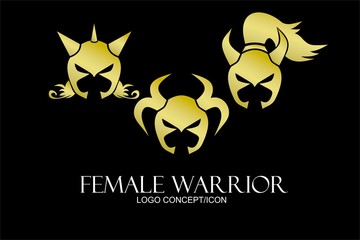 3 female warrior mask logo