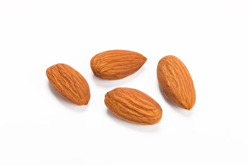 Almonds isolated on white background