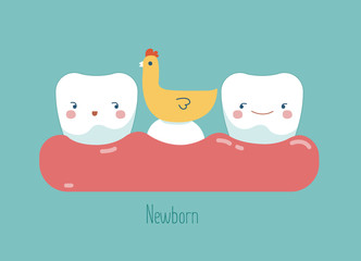 Newborn, tooth concept of dental 