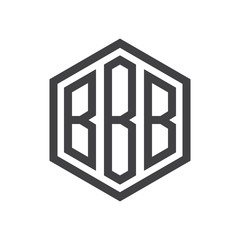 three-letter initials hexagon logo black