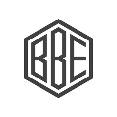 three-letter initials hexagon logo black