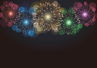 Colored fireworks background with copy space