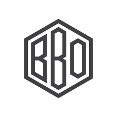 three-letter initials hexagon logo black