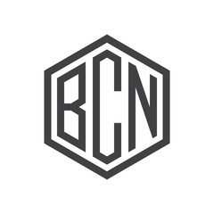 three-letter initials hexagon logo black