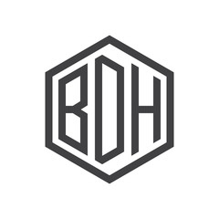 Fototapeta premium three-letter initials hexagon logo black