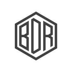 Fototapeta premium three-letter initials hexagon logo black