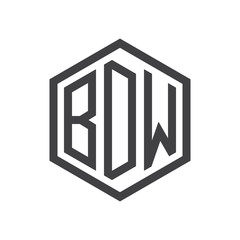 three-letter initials hexagon logo black