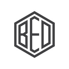three-letter initials hexagon logo black