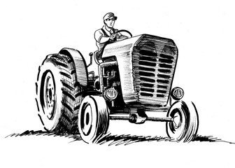 Fototapeta na wymiar Farmer on tractor