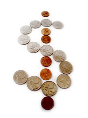 Coins in form of Dollar Sign