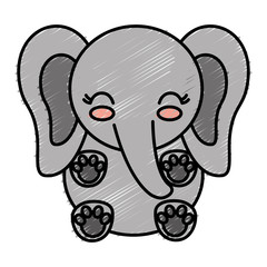 kawaii elephant animal icon over white background vector illustration