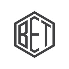 three-letter initials hexagon logo black