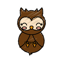 kawaii owl animal icon over white background vector illustration