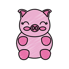 kawaii pig animal icon over white background vector illustration