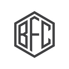 three-letter initials hexagon logo black
