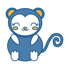 kawaii monkey animal icon over white background vector illustration