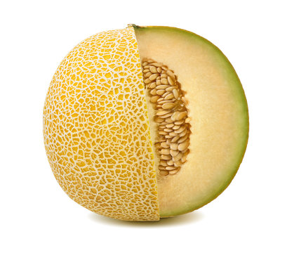 Yellow melon cut from whole isolated