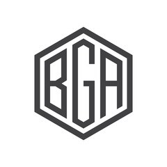 three-letter initials hexagon logo black