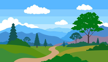 Fototapeta na wymiar beautiful summer landscape with mountains hills trees