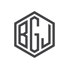 three-letter initials hexagon logo black