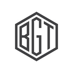 three-letter initials hexagon logo black