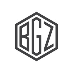 three-letter initials hexagon logo black