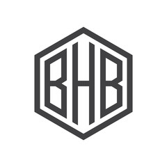 three-letter initials hexagon logo black