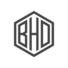 three-letter initials hexagon logo black