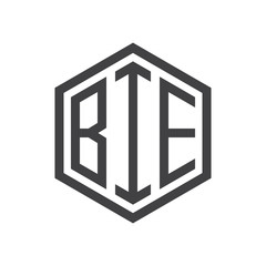 three-letter initials hexagon logo black