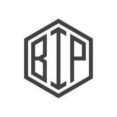 three-letter initials hexagon logo black