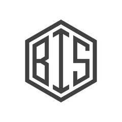 three-letter initials hexagon logo black