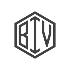 three-letter initials hexagon logo black