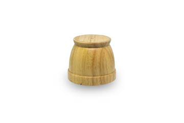 wooden mortar isolated on white background with clipping path