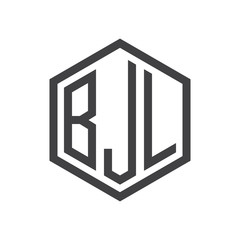 three-letter initials hexagon logo black