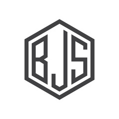 three-letter initials hexagon logo black