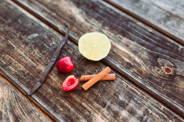 Cherry tea with cinnamon and lemon